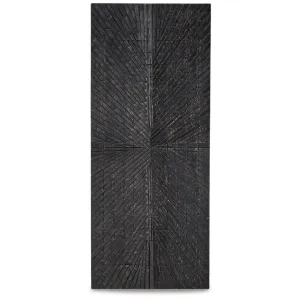 Ernest Wall Decor, Carved Sunburst Design, Wood Panel Benjara Color: Black