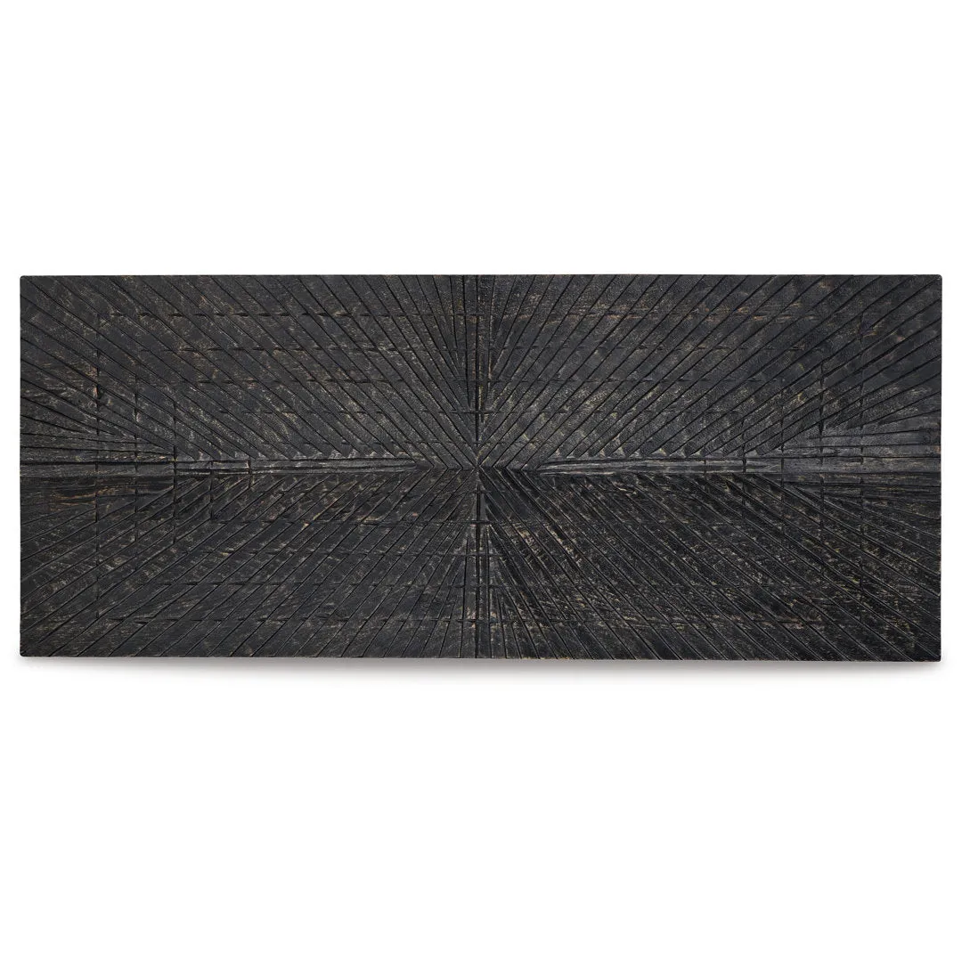 Ernest Wall Decor, Carved Sunburst Design, Wood Panel Benjara Color: Black