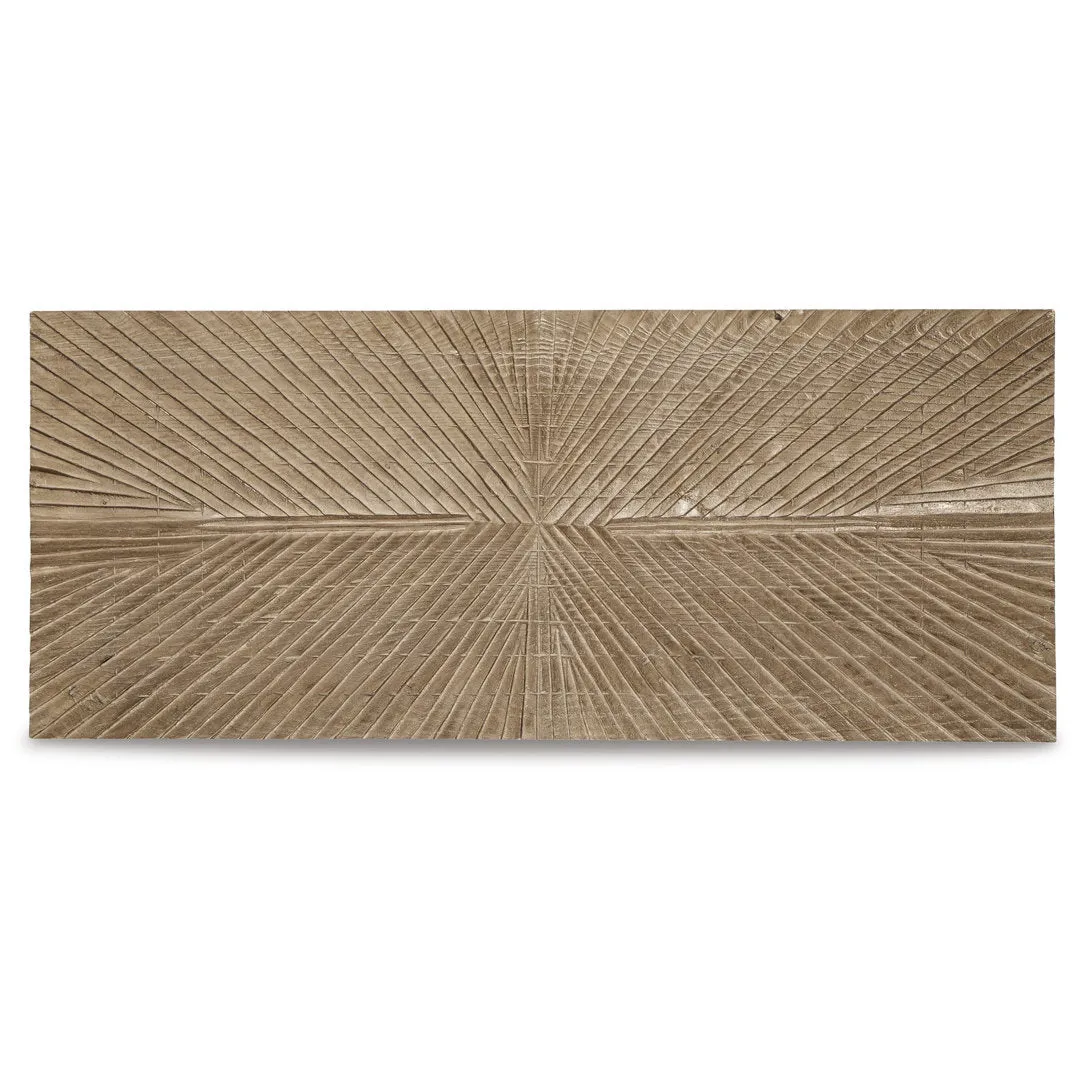 Ernest Wall Decor, Carved Sunburst Design, Wood Panel Benjara Color: Brown