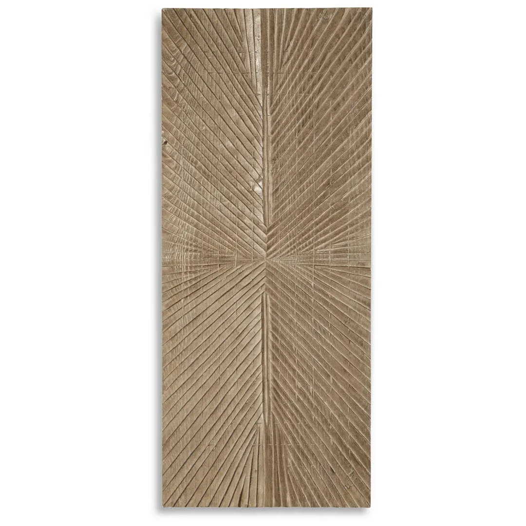 Ernest Wall Decor, Carved Sunburst Design, Wood Panel Benjara Color: Brown