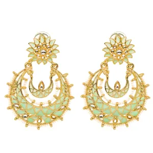 Eshana Light Green Golden Chandbali Earrings