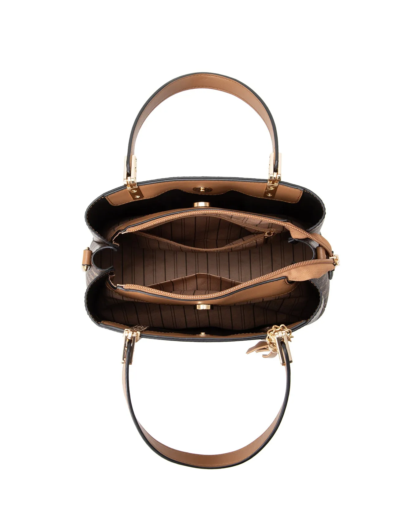 ESTELLE VEGAN TRIPLE COMPARTMENT BAG- XB-2348-TAN- NEW IN