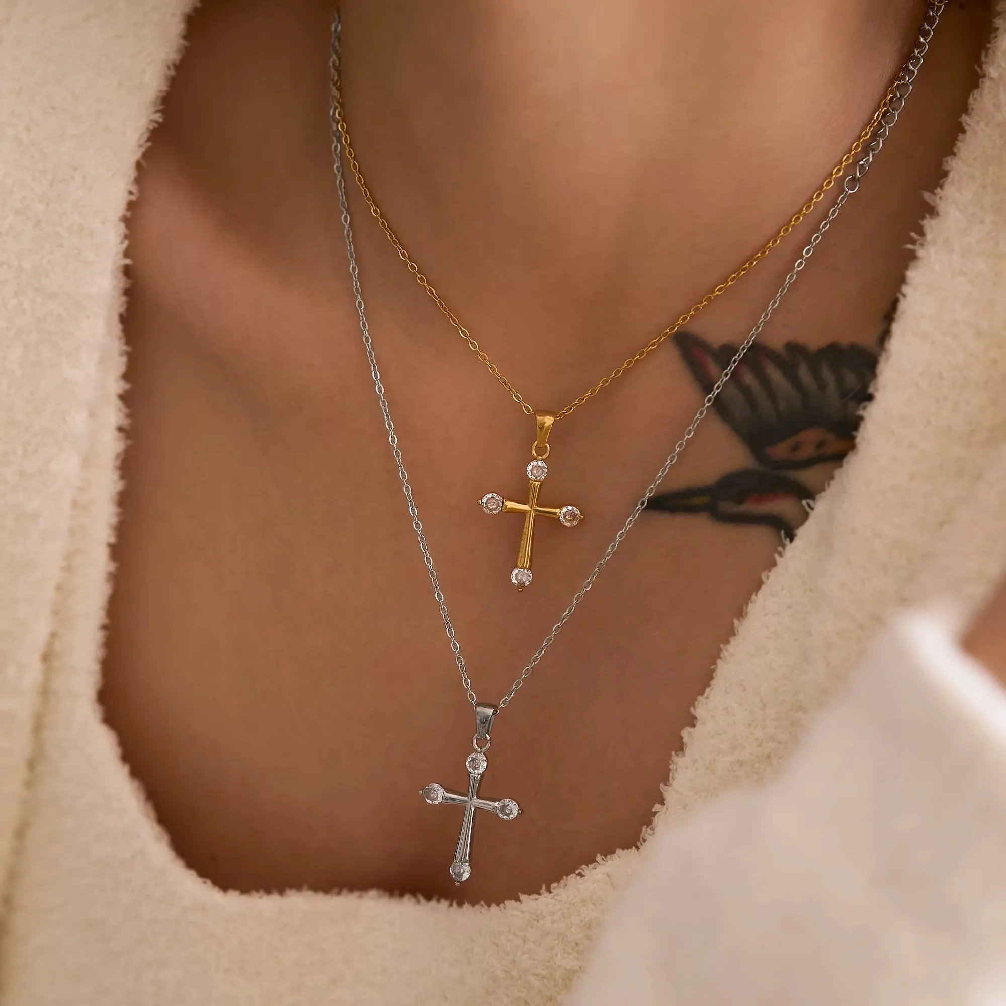 Eterna Cross Pendant Stainless Steel Necklace