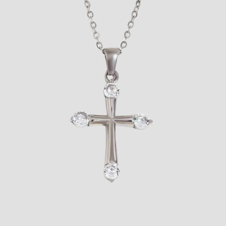 Eterna Cross Pendant Stainless Steel Necklace