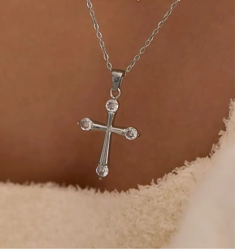 Eterna Cross Pendant Stainless Steel Necklace
