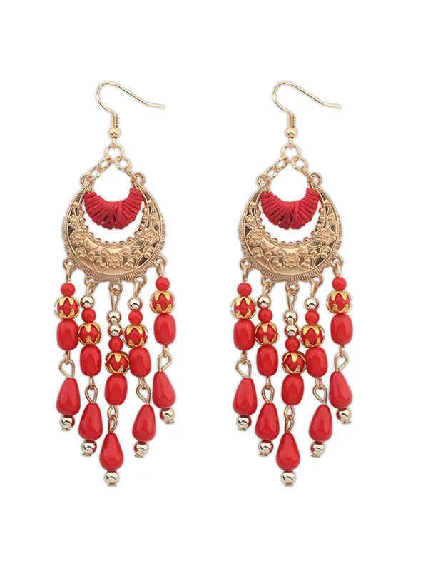 Ethnic Crescent Pattern Earrings