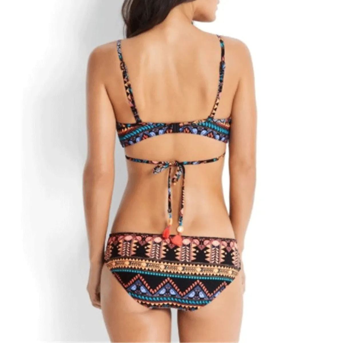 Ethnic Style Floral Printed Spaghetti Straps Bikini