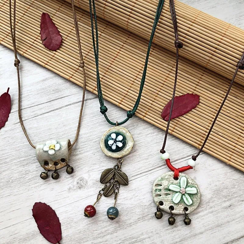 Ethnic Style Handmade Ceramic Necklace（Adjustable length）