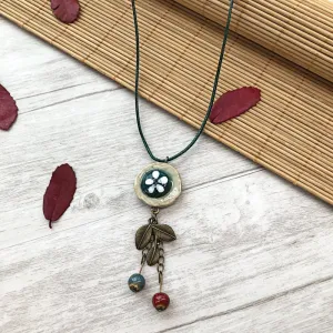 Ethnic Style Handmade Ceramic Necklace（Adjustable length）