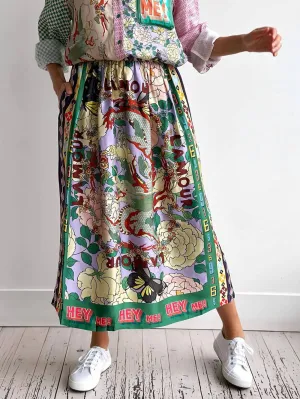Ethnic Style Personalized Graffiti Graceful Casual Satin Print Skirt