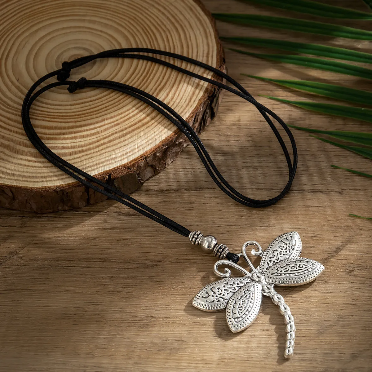 Europe and America Cross Border Ornament Beach Ethnic Style Adjustable Vintage Necklace DrawstringchokerPersonality Dragonfly Collar