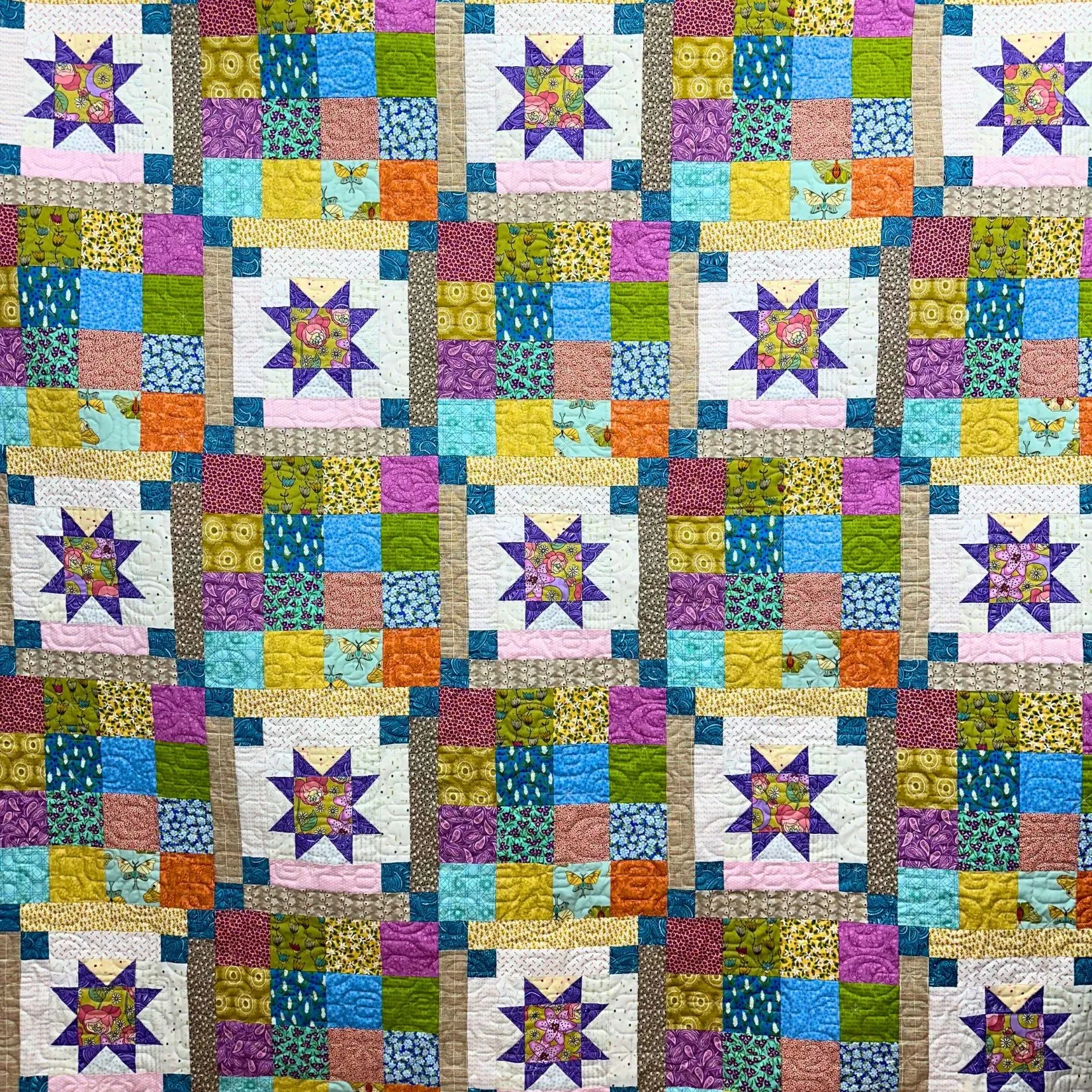 Evening Glow Quilt Kit, APQ Issue 191, Serendipity Woods Scrappy Version, Pattern by Sarah Maxwell, 84 1/2" Square