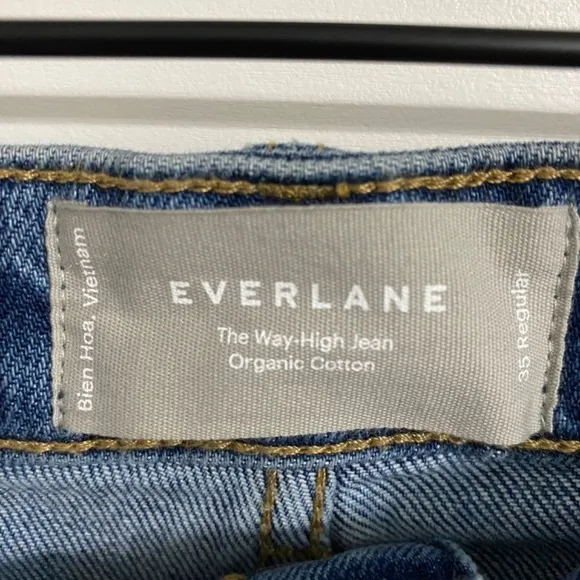 Everlane The Way High Cropped Raw Hem Jeans in Vintage Indigo, Women's Size 35