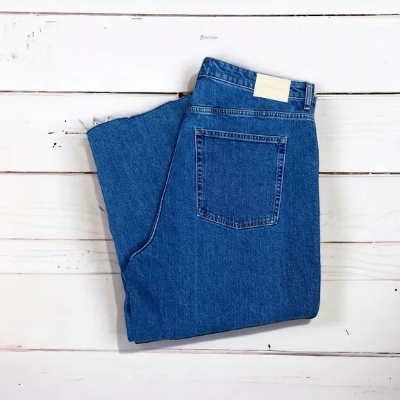 Everlane The Way High Cropped Raw Hem Jeans in Vintage Indigo, Women's Size 35