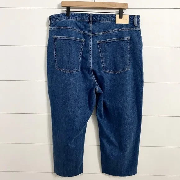 Everlane The Way High Cropped Raw Hem Jeans in Vintage Indigo, Women's Size 35