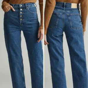 Everlane The Way High Cropped Raw Hem Jeans in Vintage Indigo, Women's Size 35