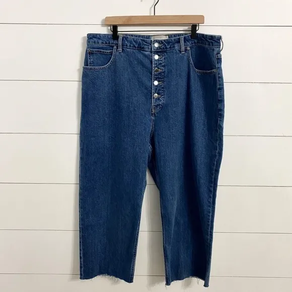 Everlane The Way High Cropped Raw Hem Jeans in Vintage Indigo, Women's Size 35