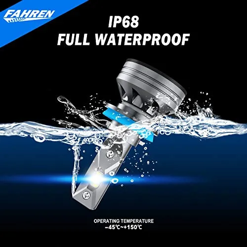 Fahren H11/H9/H8 LED Headlight Bulbs, 60W 14000 Lumens Super Bright LED Headlights Conversion Kit 6500K Cool White IP68 Waterproof, Pack of 2