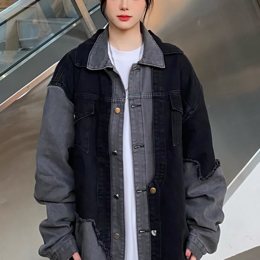 Fake Two Piece Patchwork Denim Jacket