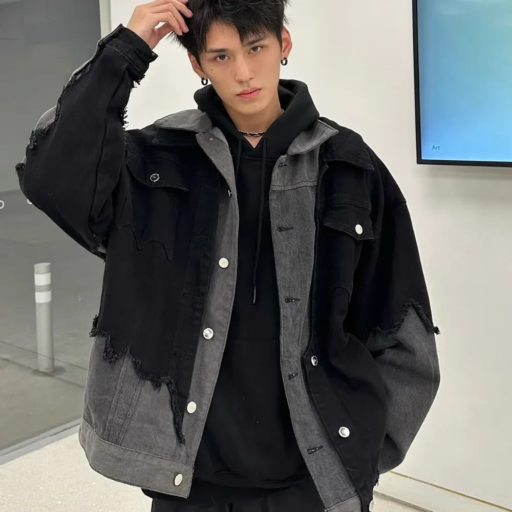 Fake Two Piece Patchwork Denim Jacket