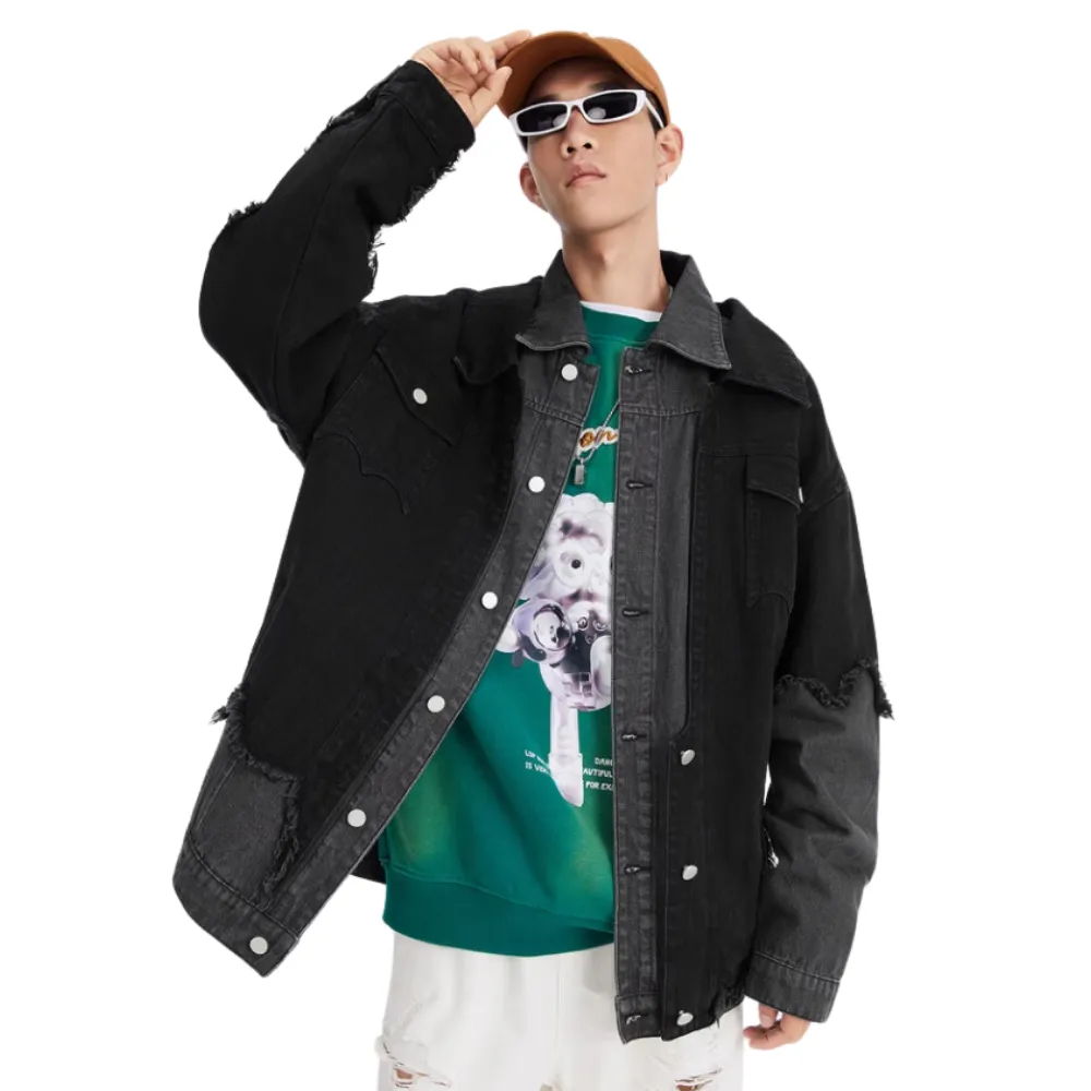 Fake Two Piece Patchwork Denim Jacket