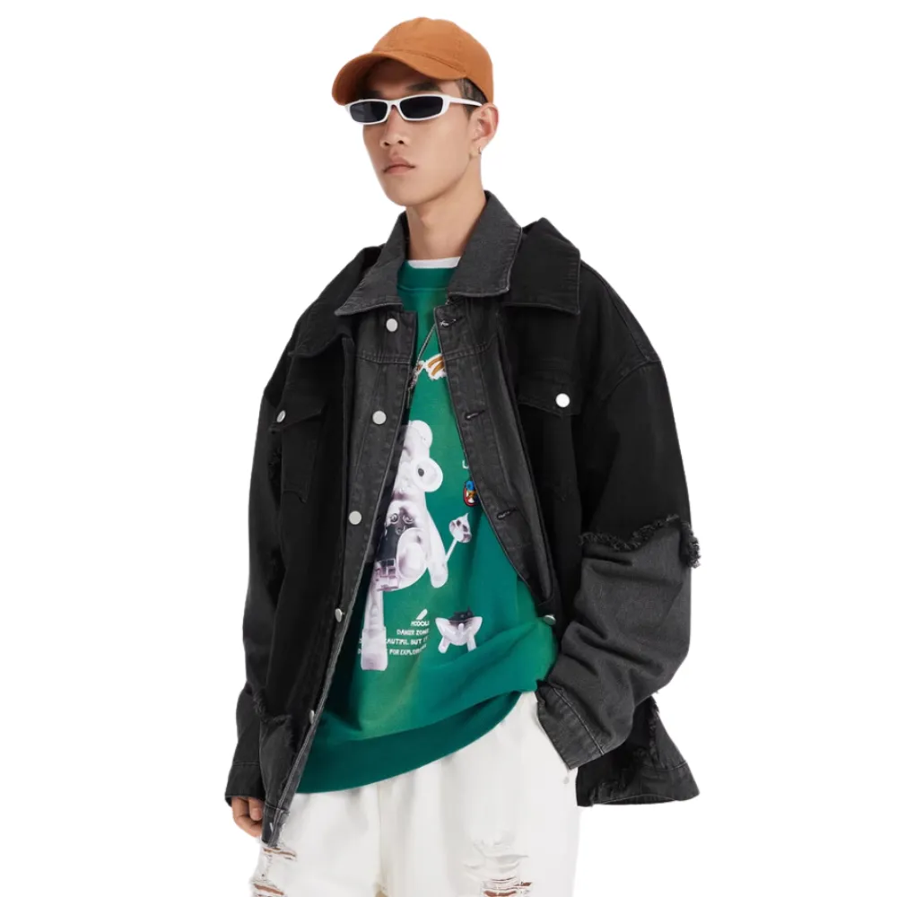 Fake Two Piece Patchwork Denim Jacket