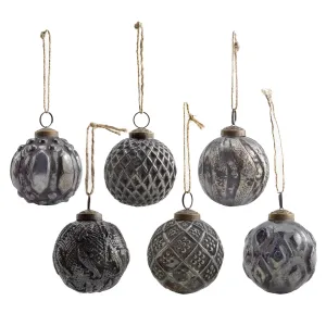 Farmhouse Ball Ornaments (Charcoal, Case of 12)
