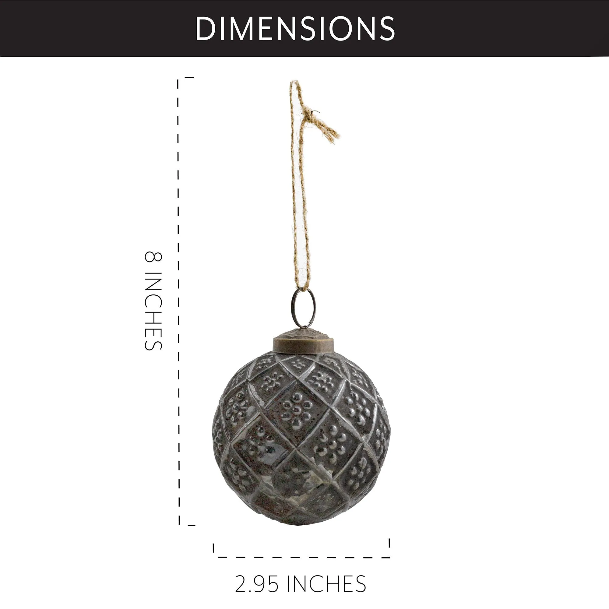Farmhouse Ball Ornaments (Charcoal, Case of 12)
