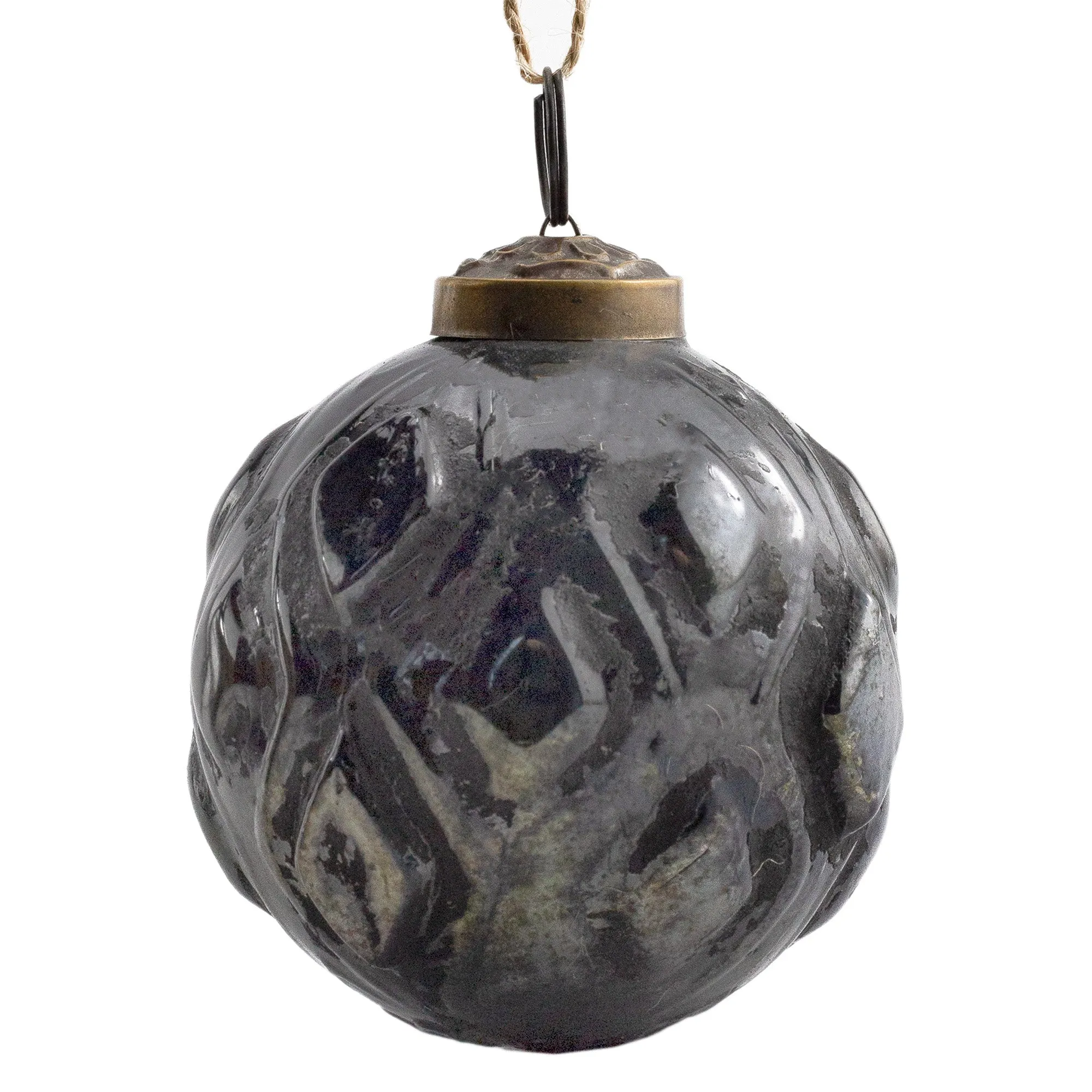 Farmhouse Ball Ornaments (Charcoal, Case of 12)