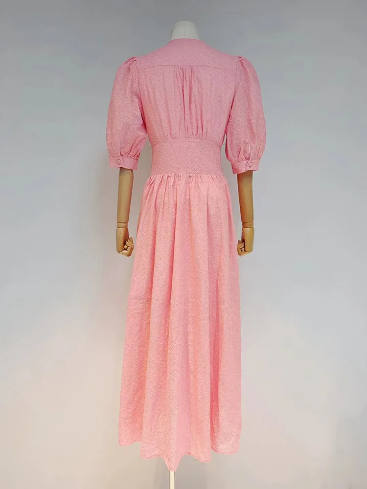 Fashion Desiger 2022 Spring Summer Long Dress Women Single Breasted
