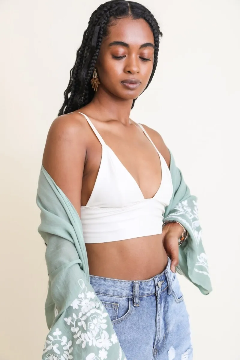 Faux Leather Long Line Bralette