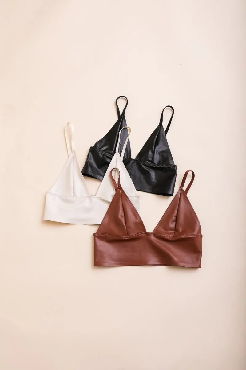Faux Leather Long Line Bralette