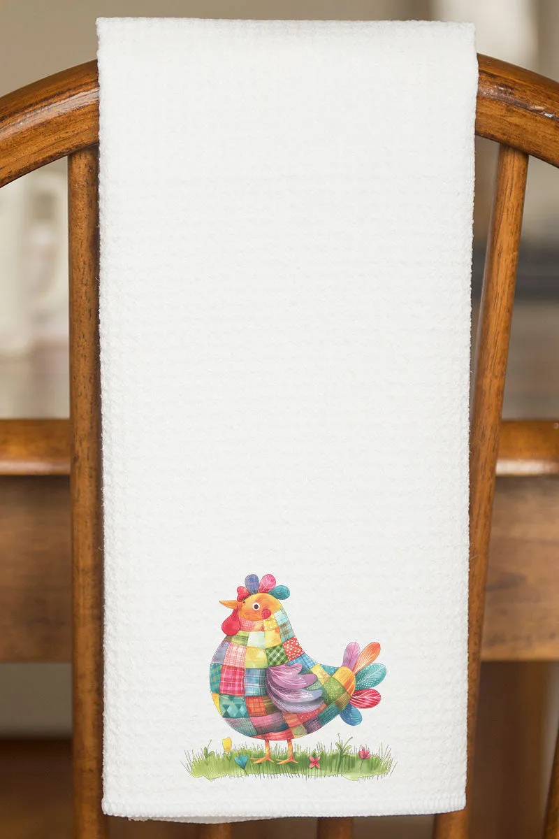 Faux Patchwork Chicken Waffle Kitchen Towel