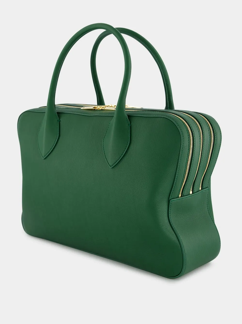 Forest Green Calfskin Leather Top Handle Bag