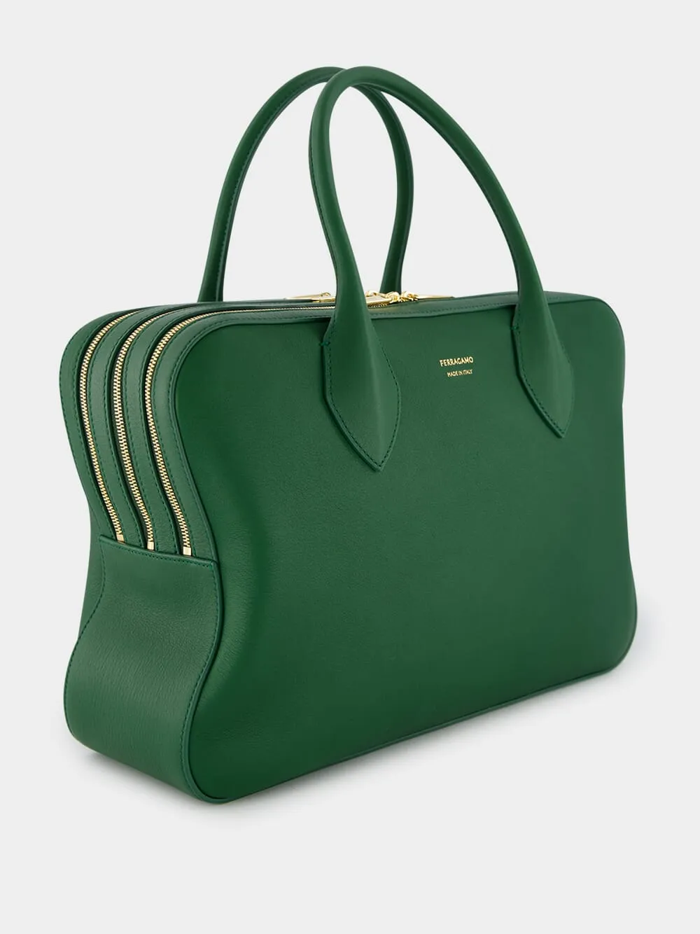 Forest Green Calfskin Leather Top Handle Bag