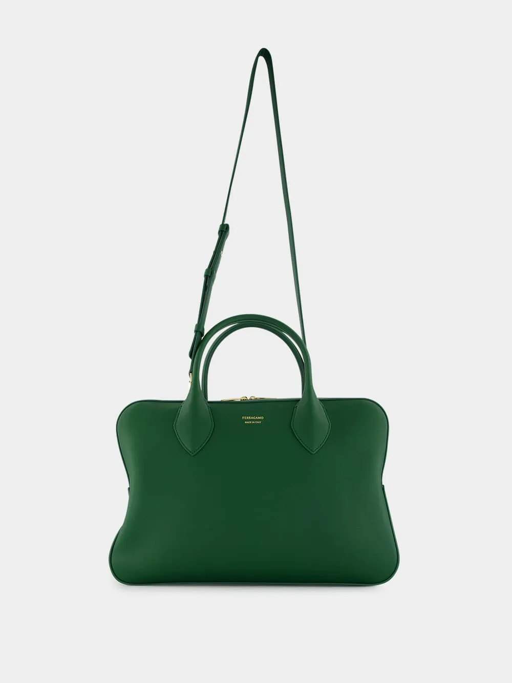 Forest Green Calfskin Leather Top Handle Bag