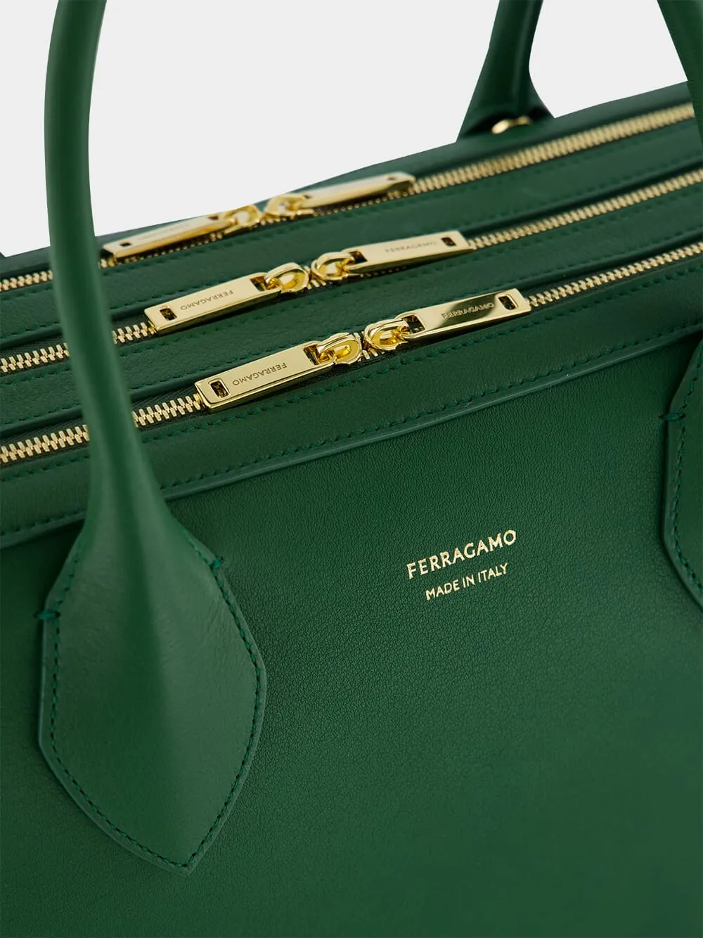 Forest Green Calfskin Leather Top Handle Bag