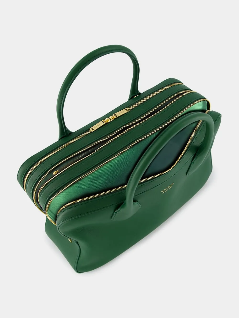 Forest Green Calfskin Leather Top Handle Bag