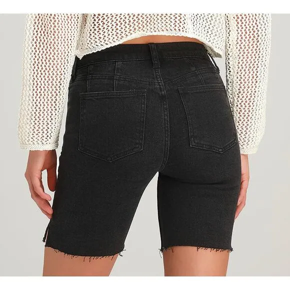 Free People Avery Black Bermuda Cut Off Shorts OB941685 Size 26