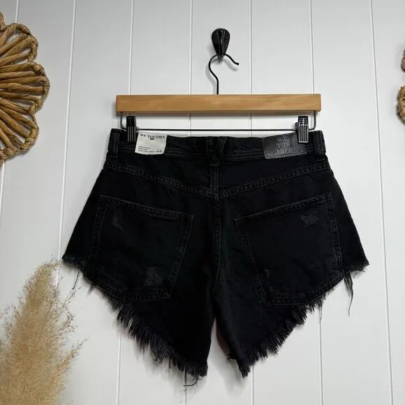 Free People denim shorts 24 hi-low boho festival black