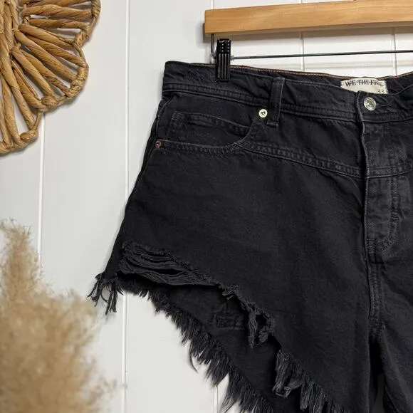 Free People denim shorts 33 hi-low boho festival black