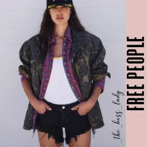 Free People denim shorts 33 hi-low boho festival black