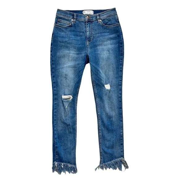 Free People High Rise Great Heights Frayed Bottom Hem Skinny Jeans Size 28