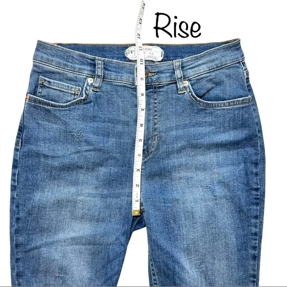 Free People High Rise Great Heights Frayed Bottom Hem Skinny Jeans Size 28