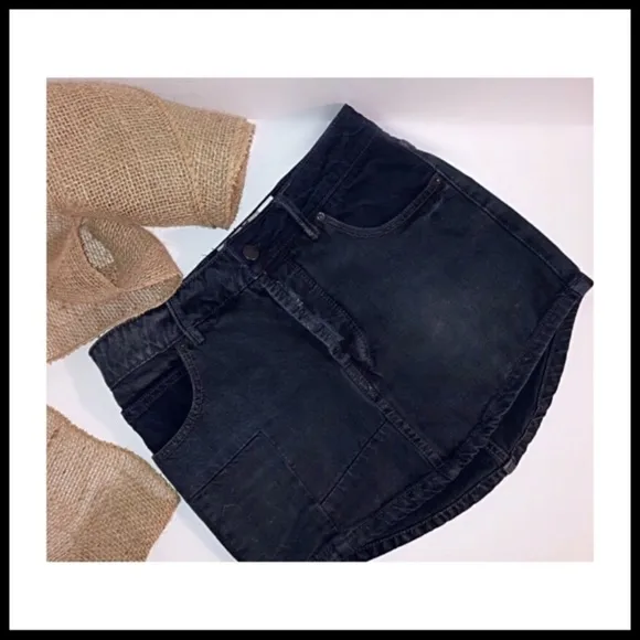 FREE PEOPLE Patch Denim Mini Skirt
