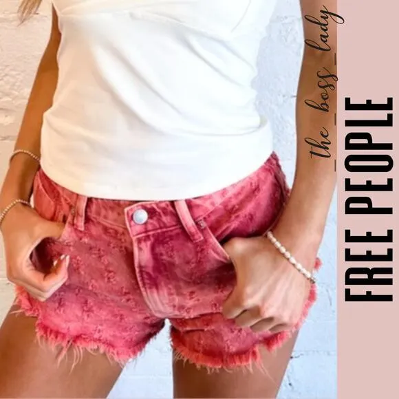 Free People shorts high rise distressed cotton