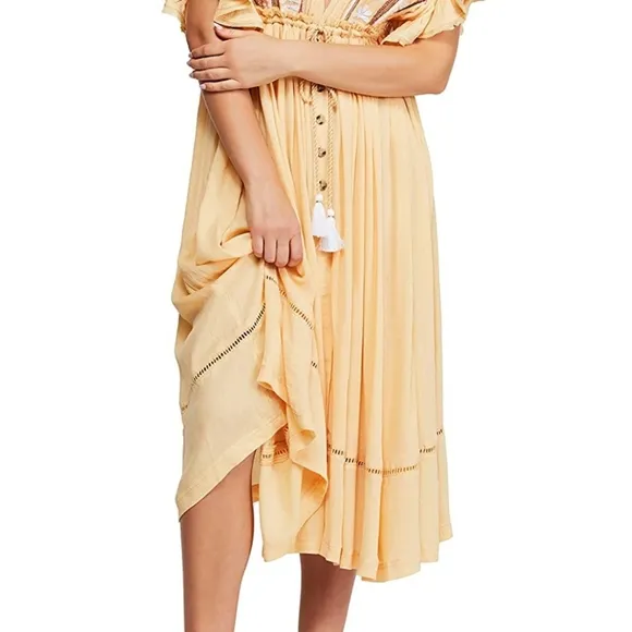 Free People Will Wait For You Midi Dress Garbanzo Bean Size xs