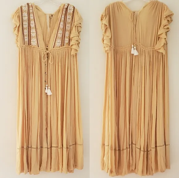 Free People Will Wait For You Midi Dress Garbanzo Bean Size xs