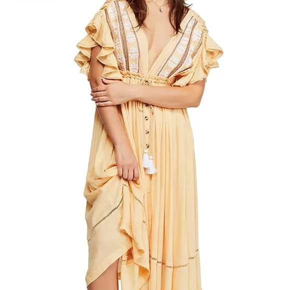 Free People Will Wait For You Midi Dress Garbanzo Bean Size xs