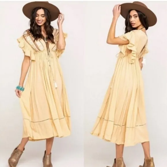Free People Will Wait For You Midi Dress Garbanzo Bean Size xs